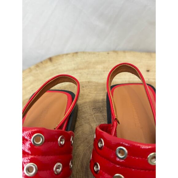 Brand New Red Patent Leather Buckle Flats with Grommets - Size 6 (NWT) - Picture 8 of 10